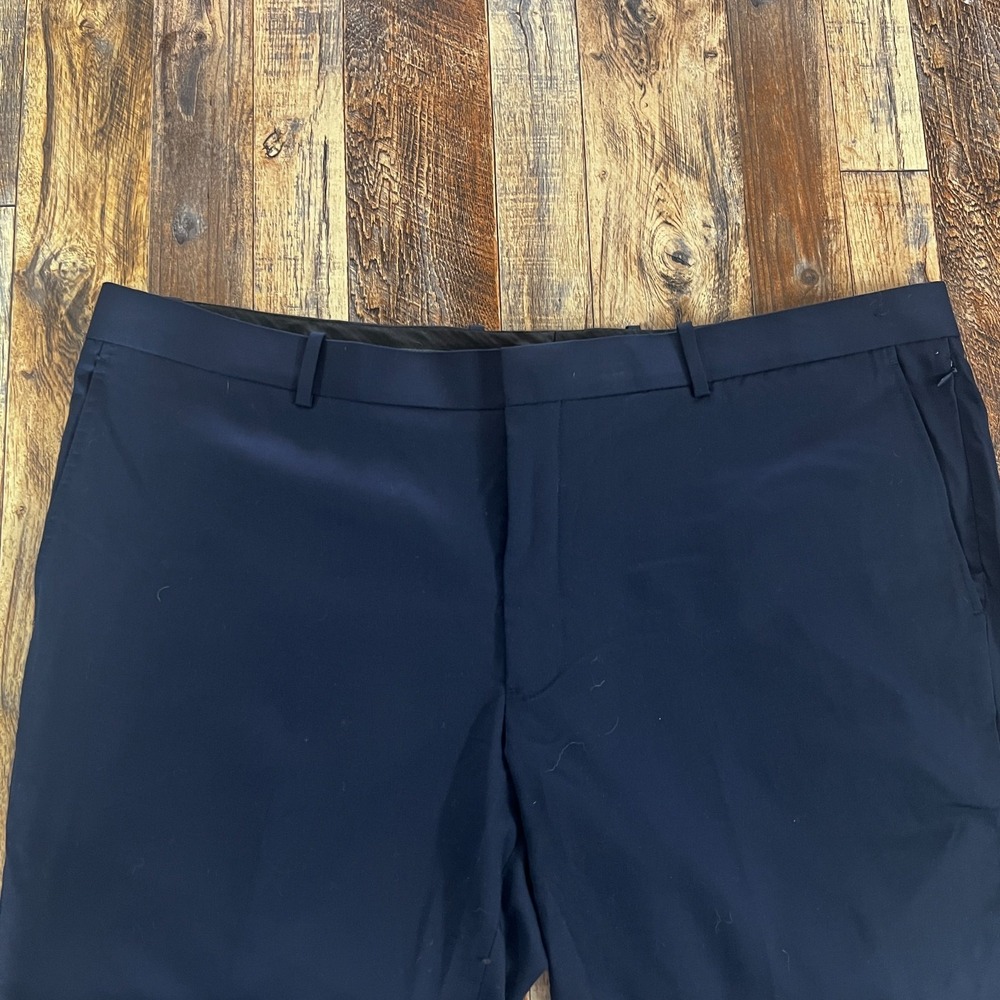 Nordstrom Mens Pants Tech Smart Trim Fit Black Wool Blend Office Career 46W - Picture 4 of 7